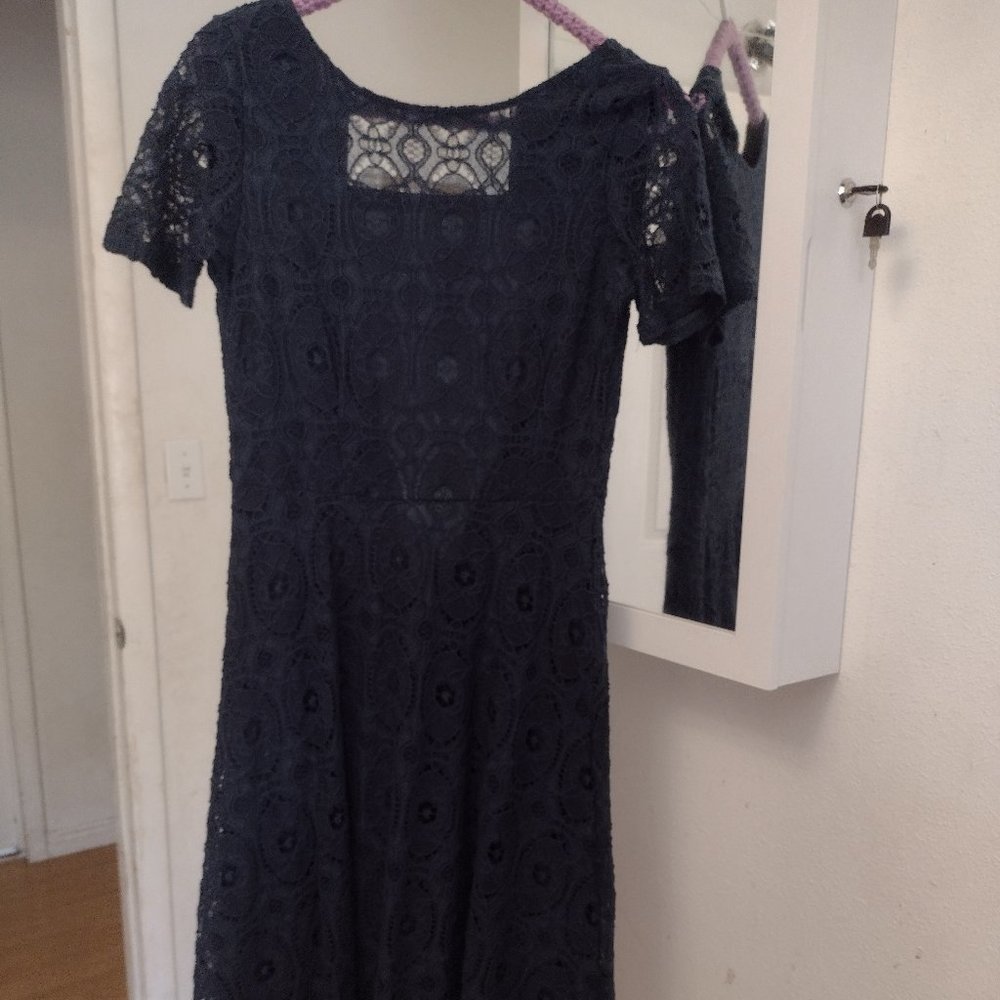 Navy Blue Crotchet Dress